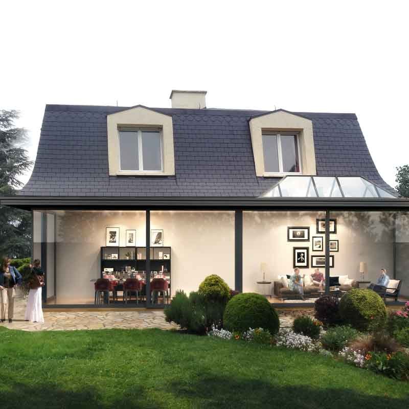 3D render view of a glass house in Ninove, Belgium 