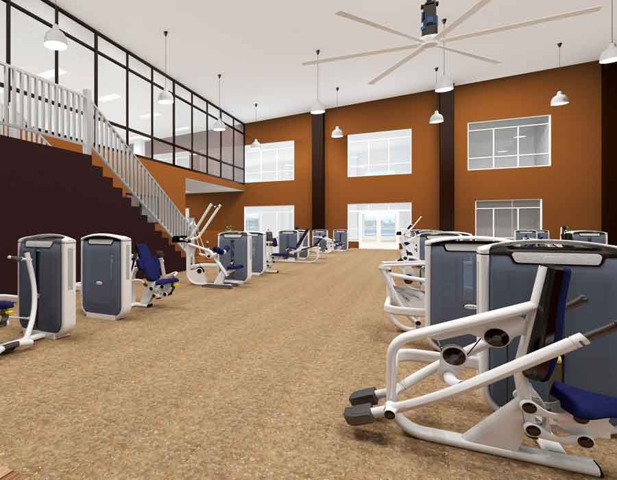 Apartment health club workout room 3d rendering