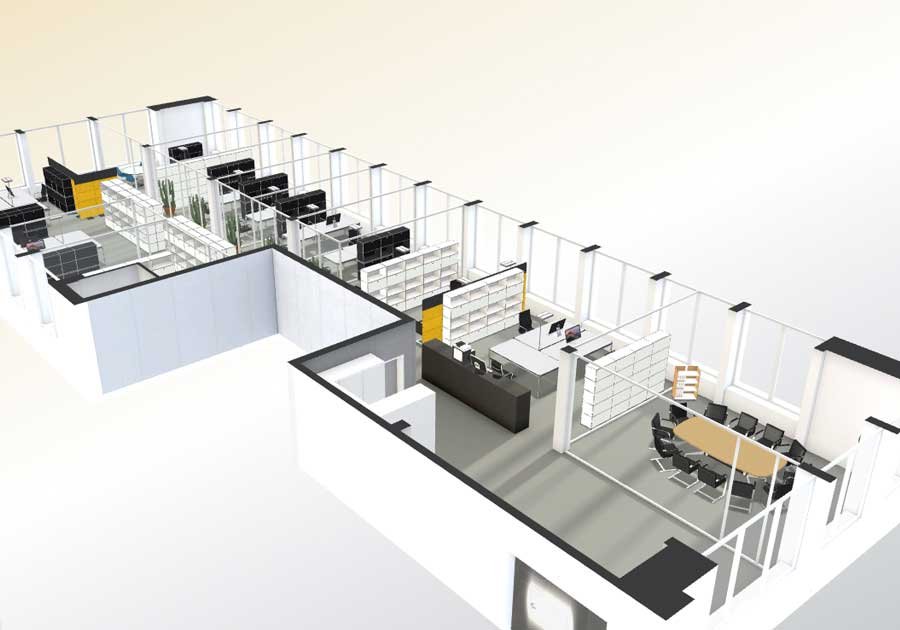 Office layout floor plan 3d design