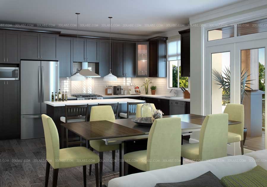 kitchen interior 3d rendering services