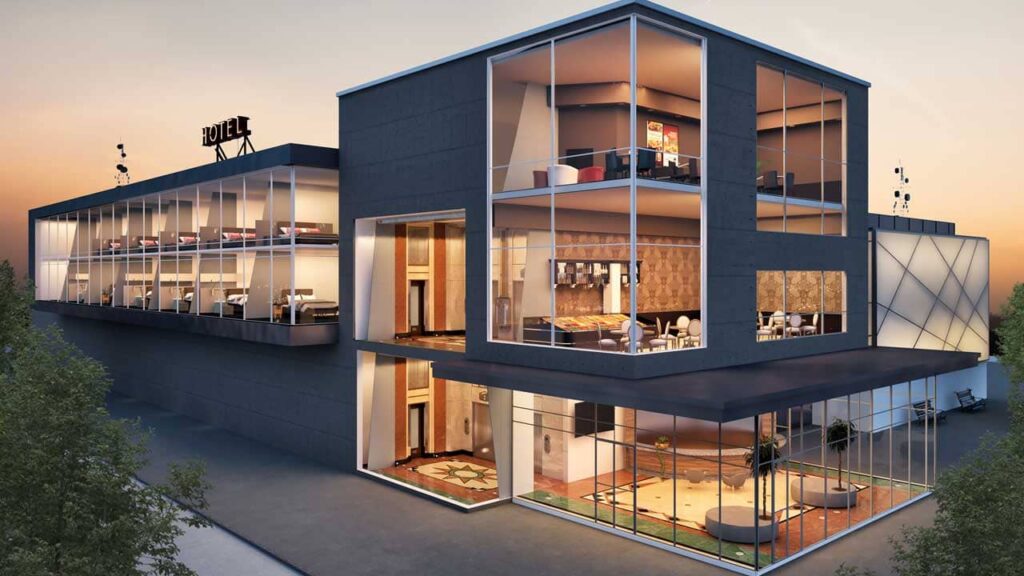 3D cross section rendering for a hotel design project