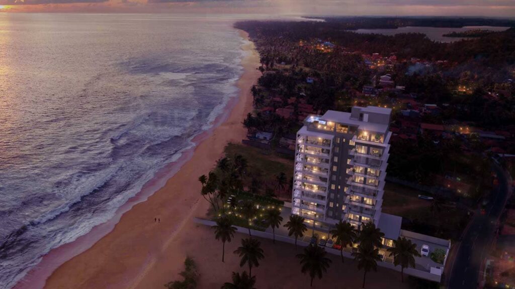 Aerial 3D photomontage rendering for a luxury apartment in Srilanka