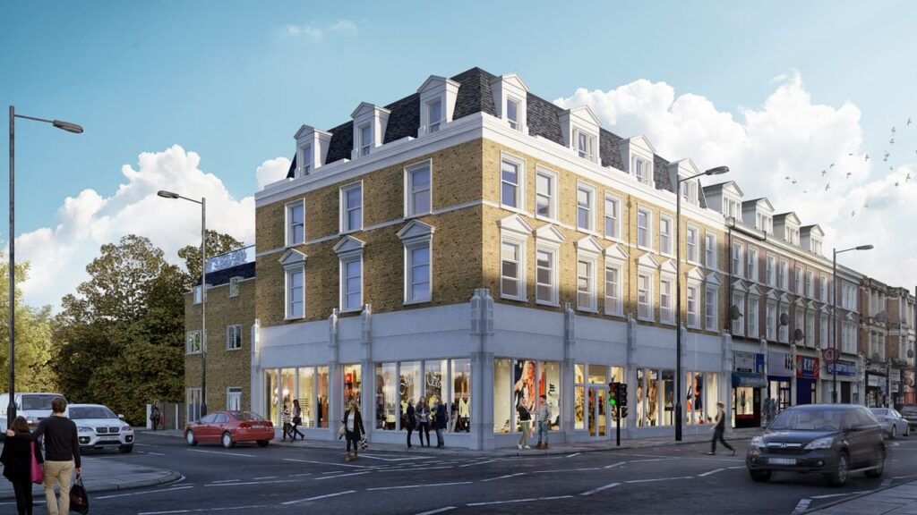 mixed-use development 3d exterior visualization, london,uk