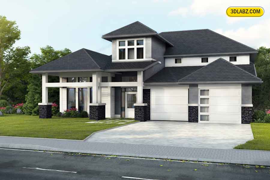 House 3D Exterior Rendering Services Exterior 3d render view of a house in canada