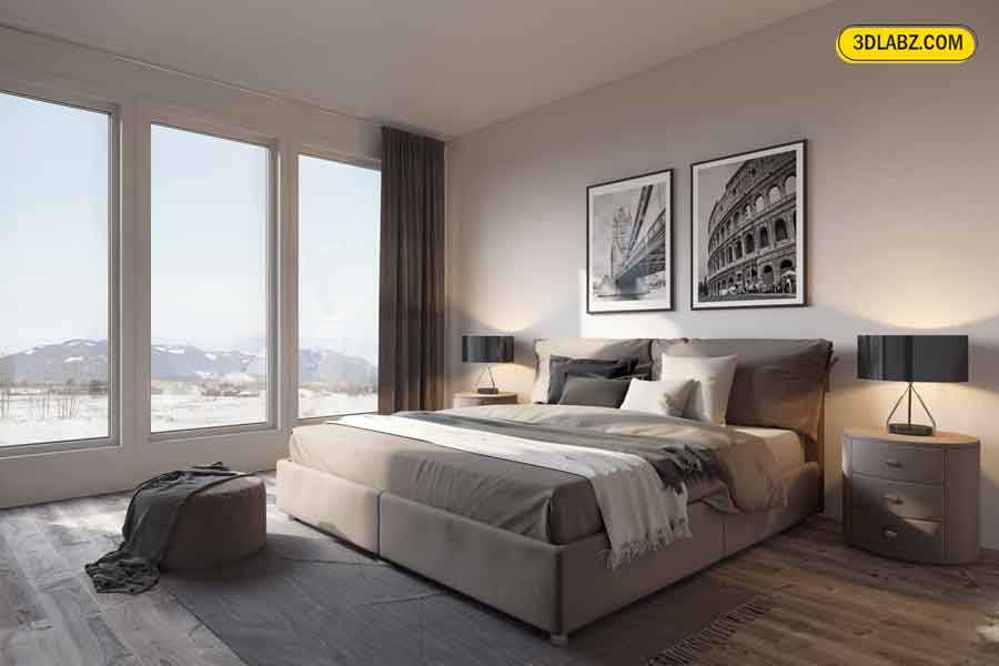 Bedroom 3D Interior Visualization Bedroom 3d rendering for a house in Canada