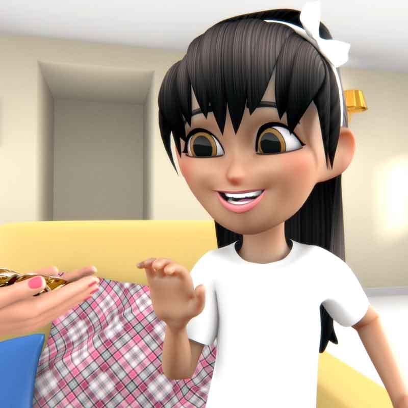 A still render view from Zayna choclate cartoon ad