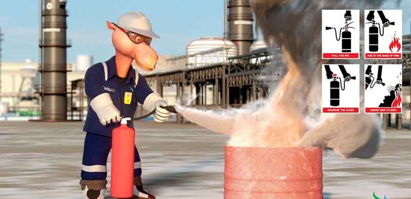 Fire fighting 3D illustration from a safety induction video