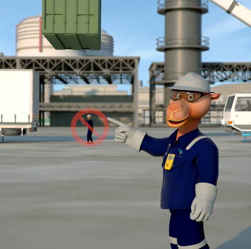 A 3D rendered image from the workplace safety animation video