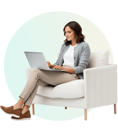 A lady doctor watching 3d medical animation videos on laptop
