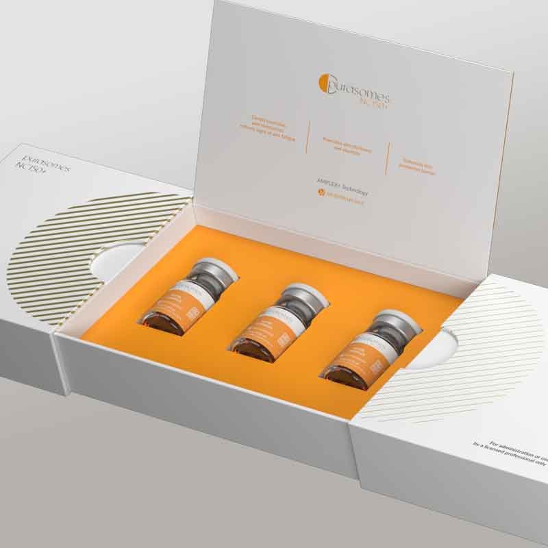 3D render view of a bottle and packing design