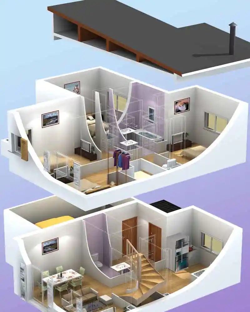 3D floor plan rendering for an apartment in New York, United States