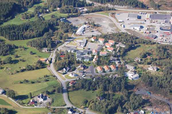 3D aerial photomontage rendering for a residential project in Norway