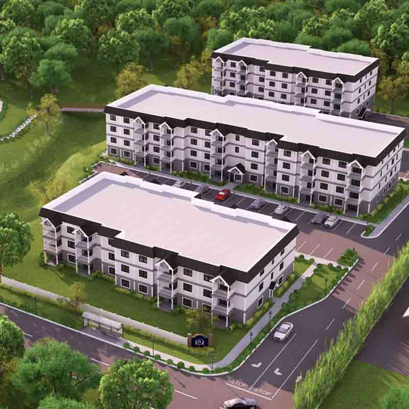 3D aerial view of an apartment in Sturbridge, Massachusetts, United States
