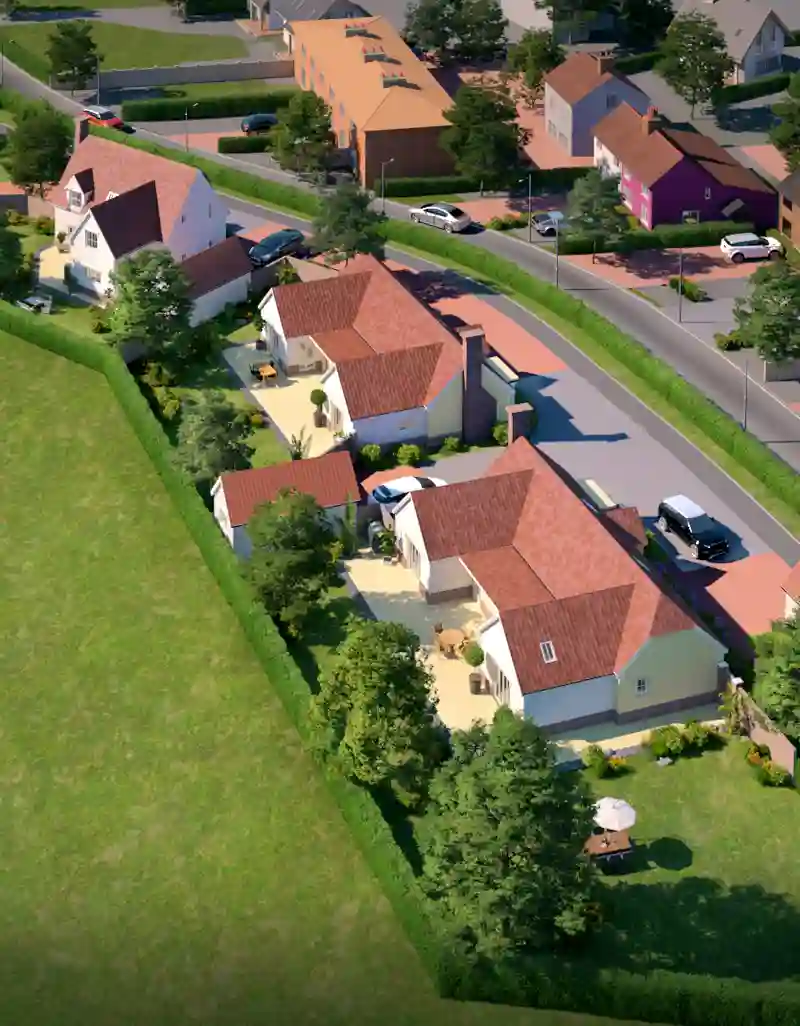 3D aerial view rendering for a modern apartment in London,UK