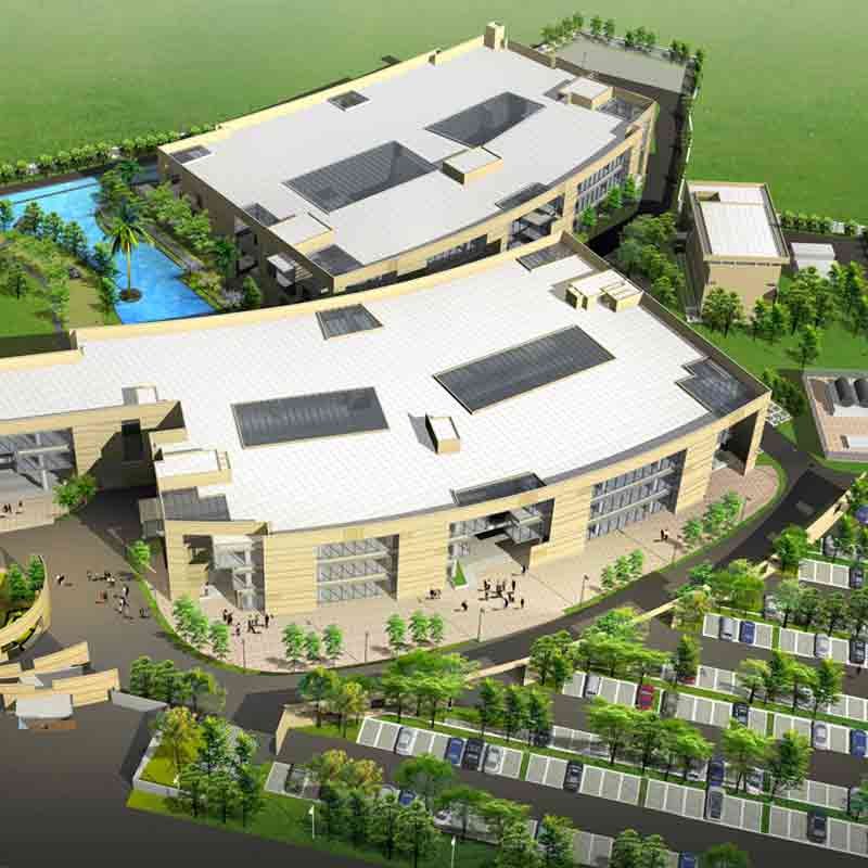 3D aerial view of a business park in Bangalore, India 