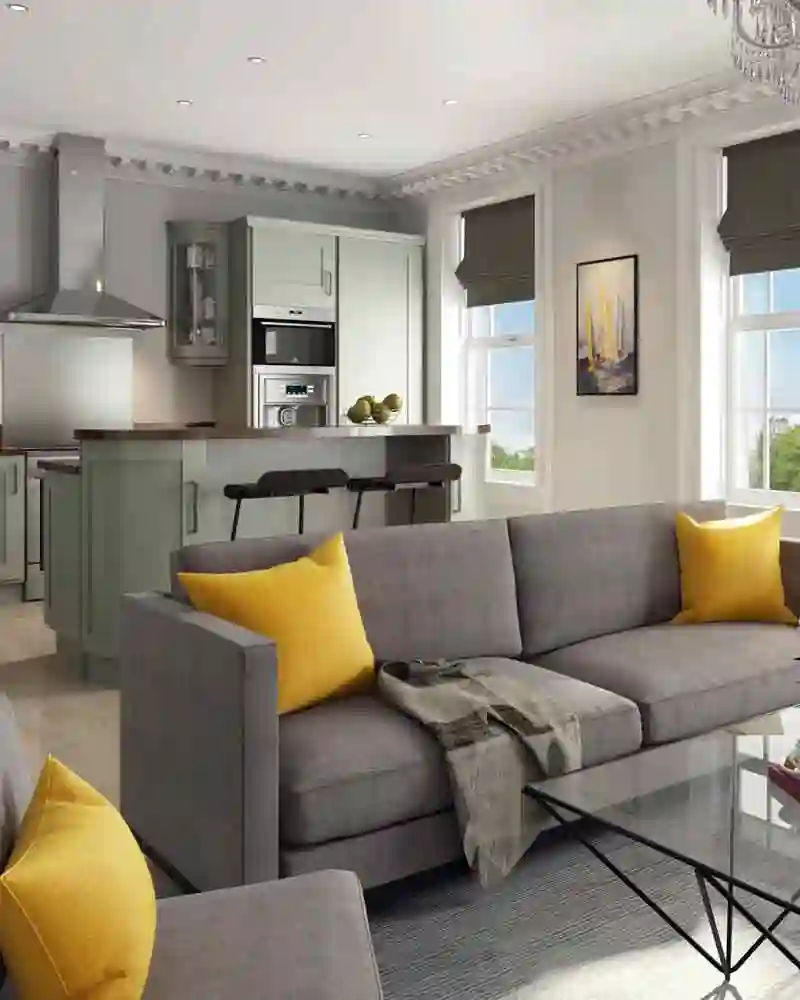 3D interior rendering for an apartment living room in London,UK