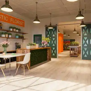 3D interior visualization of a retail store