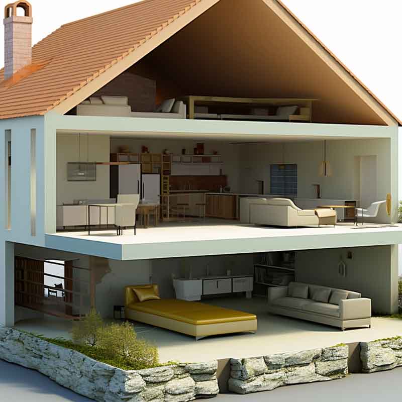 3D cross section rendering for a villa project in Singapore