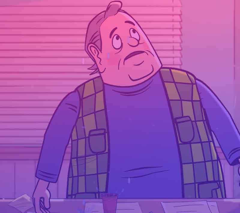 Cartoon animation scene featuring a 2D character.
