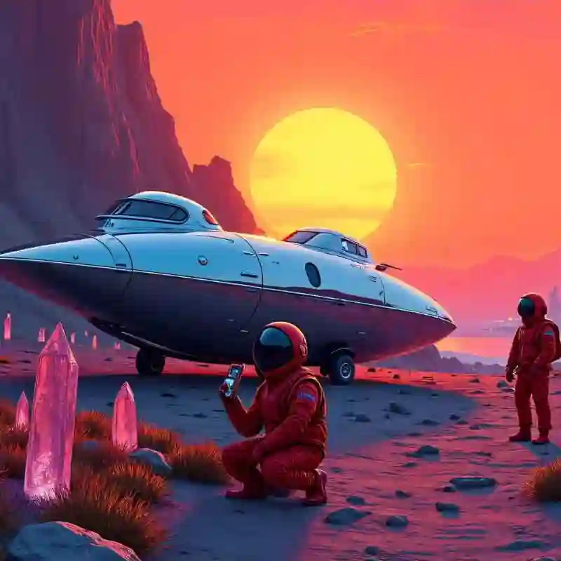 Still frame from an explainer animation featuring two characters on Mars near a space shuttle.